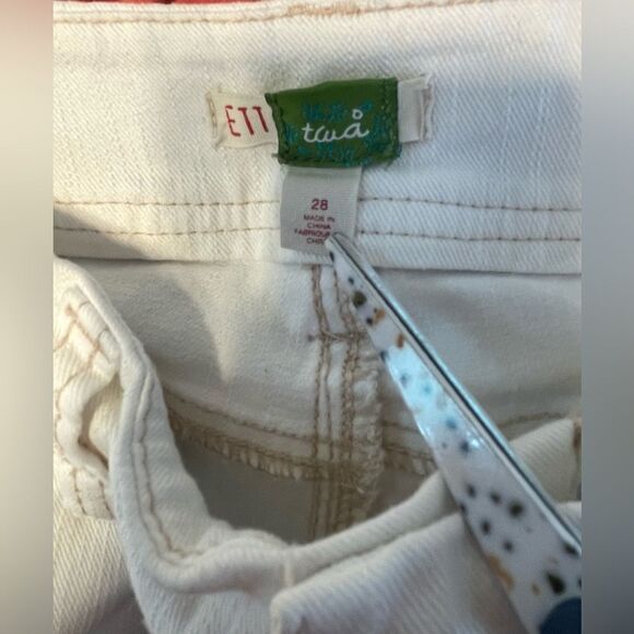 Ett Twa White Distressed Jeans Cropped 28 - Picture 6 of 8